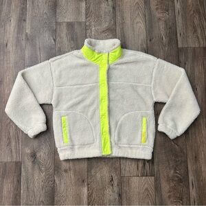 Old Navy Active NEON Cozy Sherpa Crop Jacket White Beige